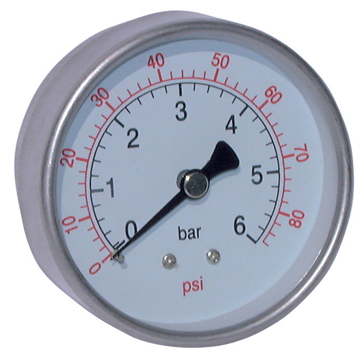 St.St. Dry Gauge Cen. Back Conn. 63mm Face 300PSI BSPT 1/4