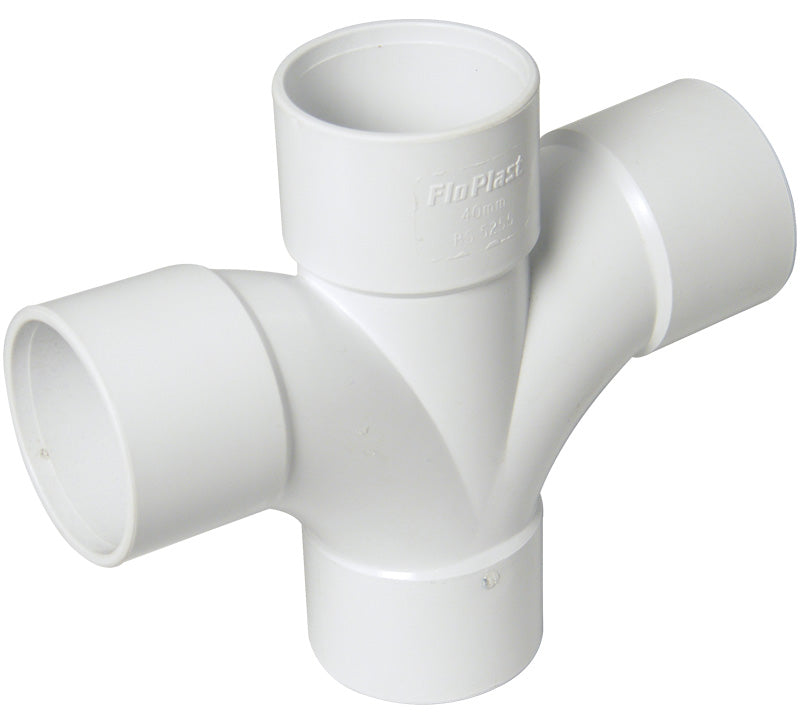 FloPlast WS58W  40mmWHITE ABS 92.5*CROSS TEE