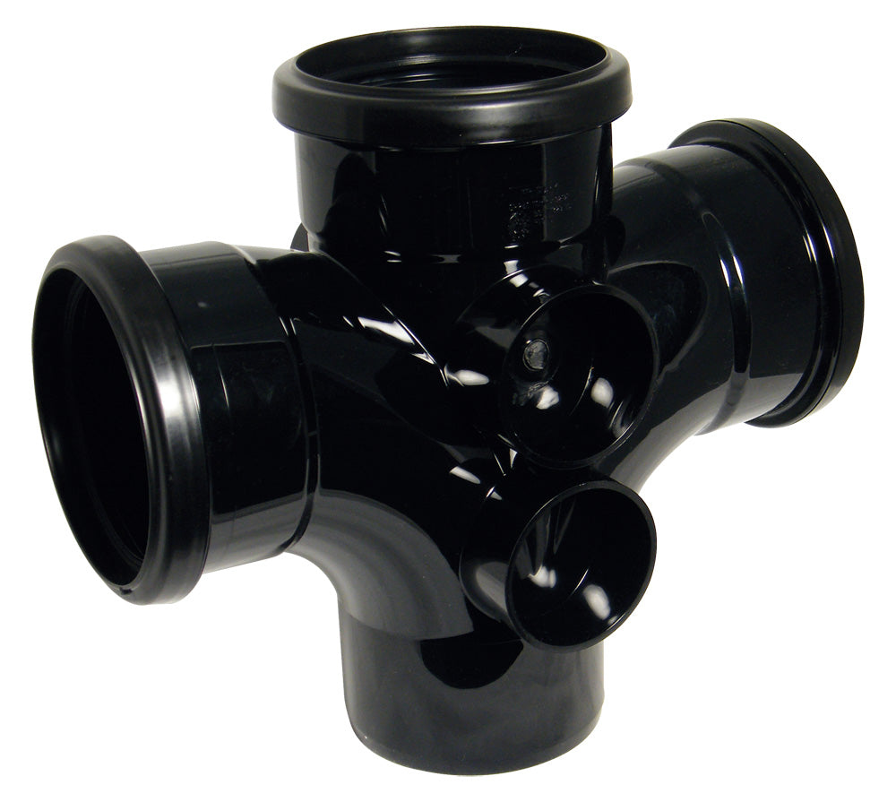FloPlast Black PVC-U SP230 92.5 Deg Double Branch 110mm