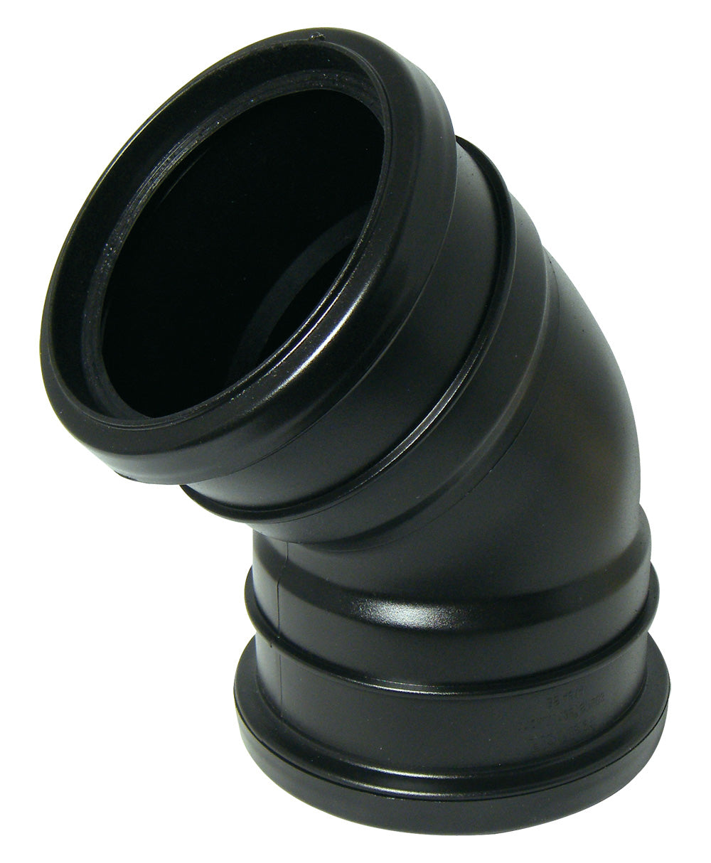FloPlast Black PVC-U SP563 135 Deg Double Socket Bend 110mm