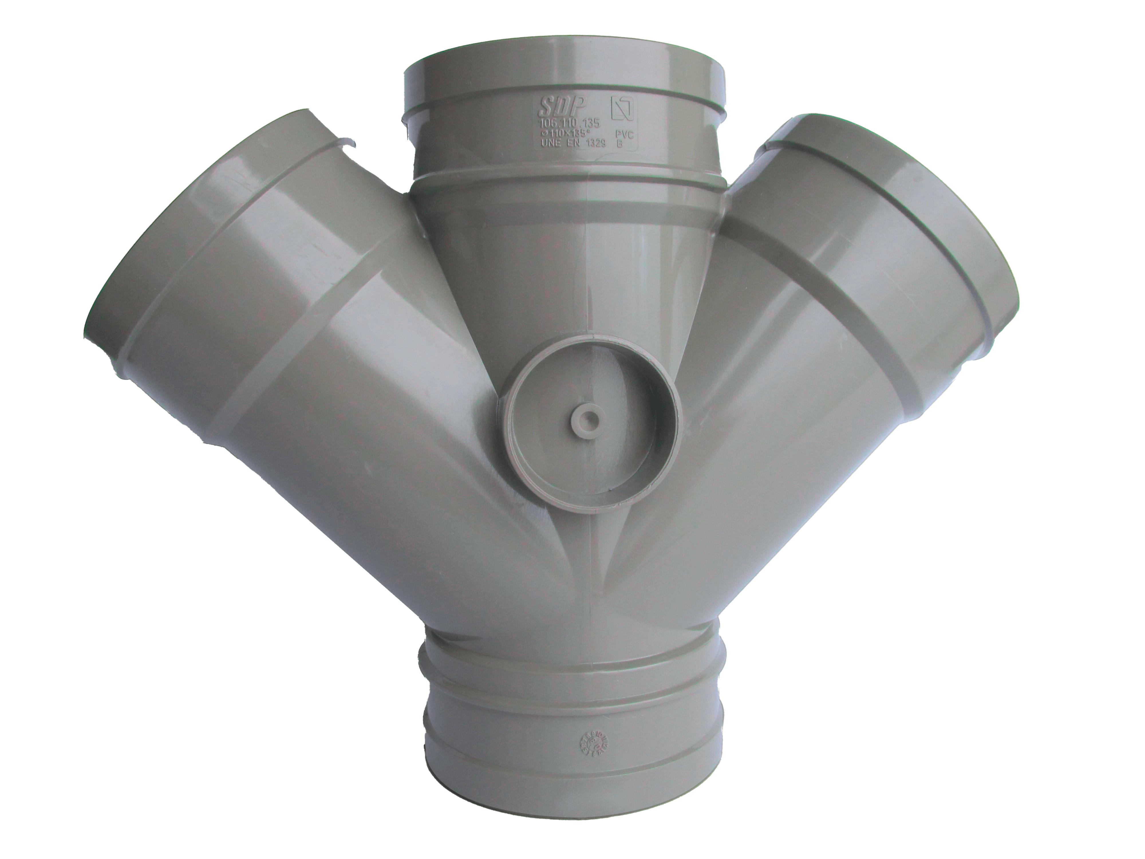 Solvent Socket Connection Types Polypipe Solvent Soil Double Branch Socket Outlet - 110mm 135 Deg – Pipekit