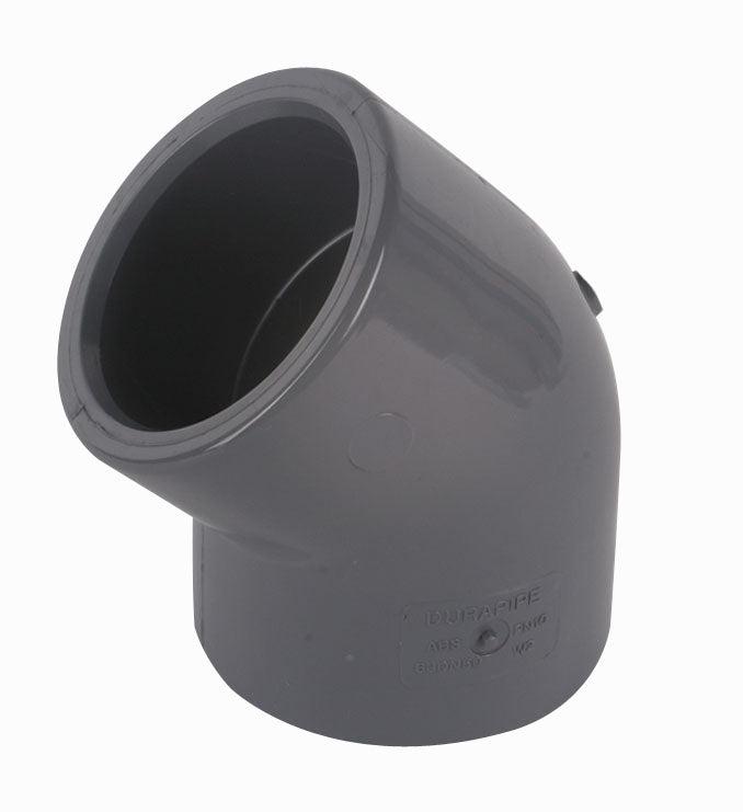 Durapipe ABS SuperFLO 45 Degree Elbow Plain in grey 75mm size