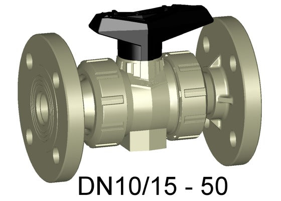+GF+ PROGEF Ball Valve 546 EPDM w/ Ins., Fixed Flanges