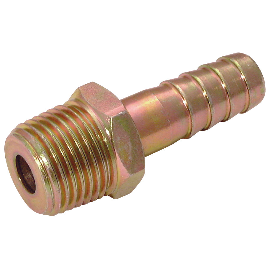 Steel Zinc Plated Male BSPT x Hose Tail 1/4" x 1/4"