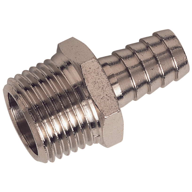 Nickle Plated Brass M.I. BSPT x Hose Tail 3/4" x 18mm