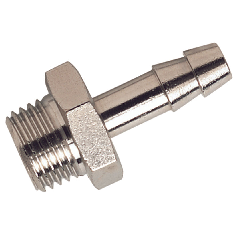 Nickle Plated Brass M.I. BSPP x Hose Tail 1/8" x 7mm