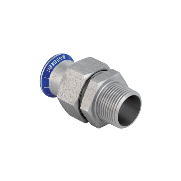 Mapress Stainless Steel Adaptor Union w- Male Thread, Union Nut CrNi Steel