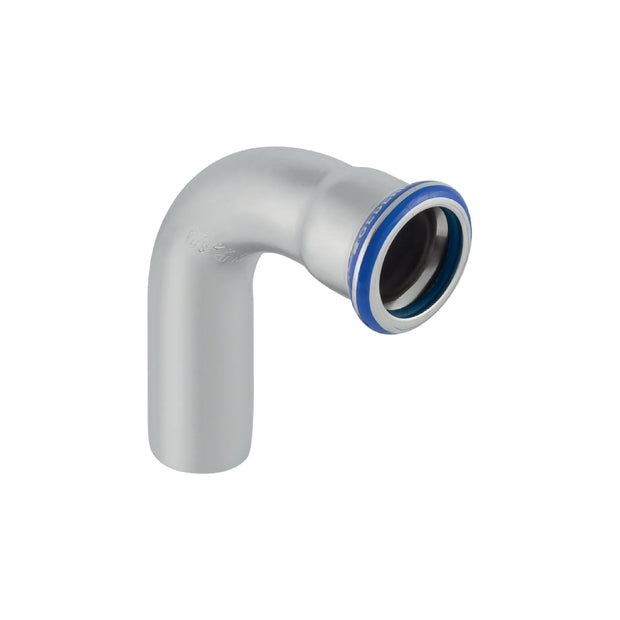 Mapress Stainless Steel 90 Degree Bend with Plain End (FKM, Blue)