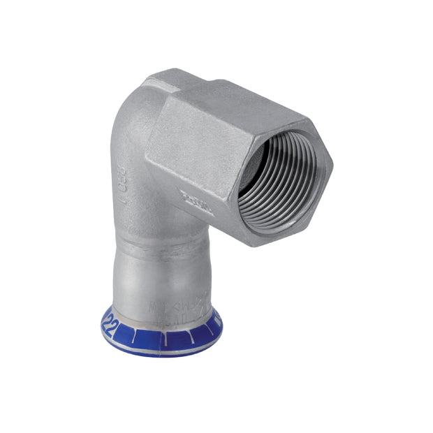 Mapress Stainless Steel Elbow Adaptor 90° with Female Thread (FKM, Blue)
