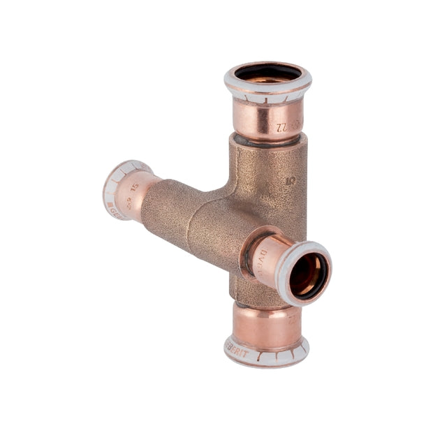 Mapress Copper Pipe Cross, Reduced, Offset