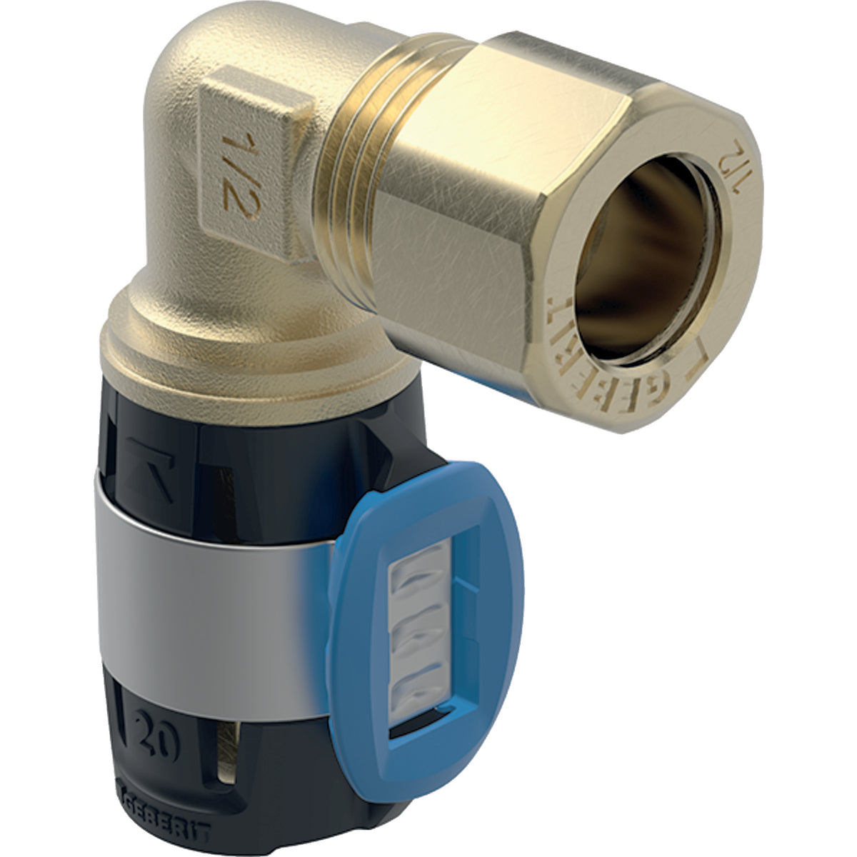 Geberit FlowFit Elbow Adaptor 90° Clamping Ring Union