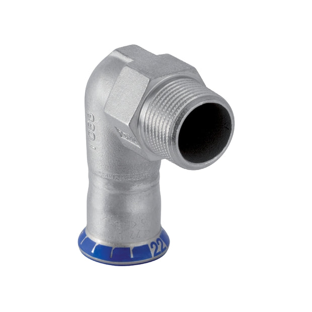 Mapress Stainless Steel Elbow Adaptor 90° with Male Thread (Si-Free)