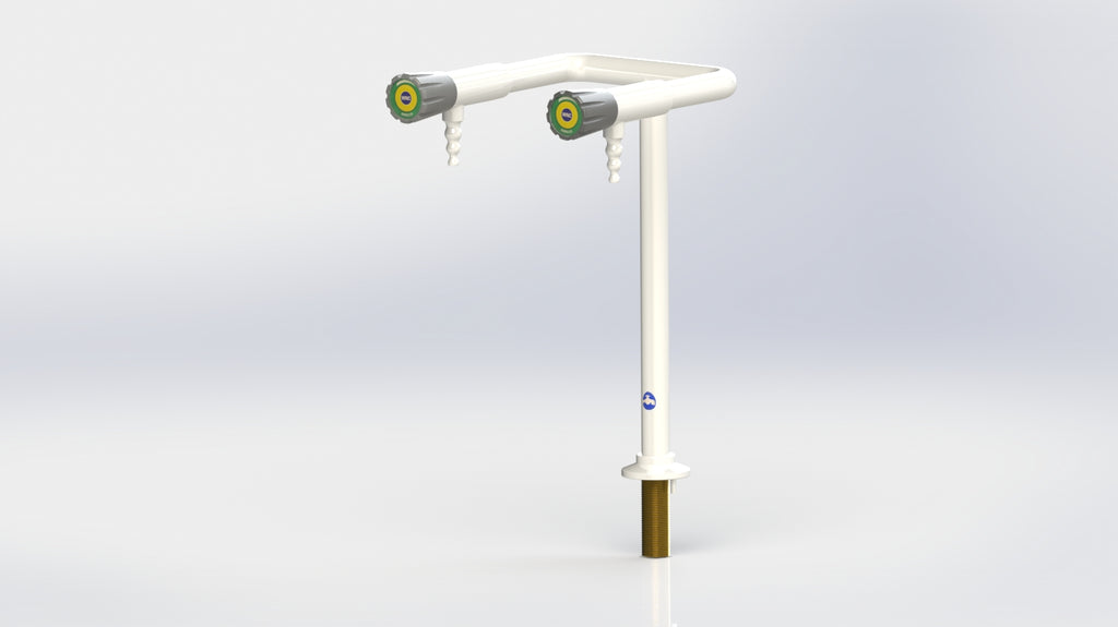Arboles 2 Way Pillar Bib Tap 90 Deg Hot & Cold, Fixed Nozzle
