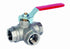 ART71 Red 3 Way 'T' Port Brass Ball Valve BSP Parallel