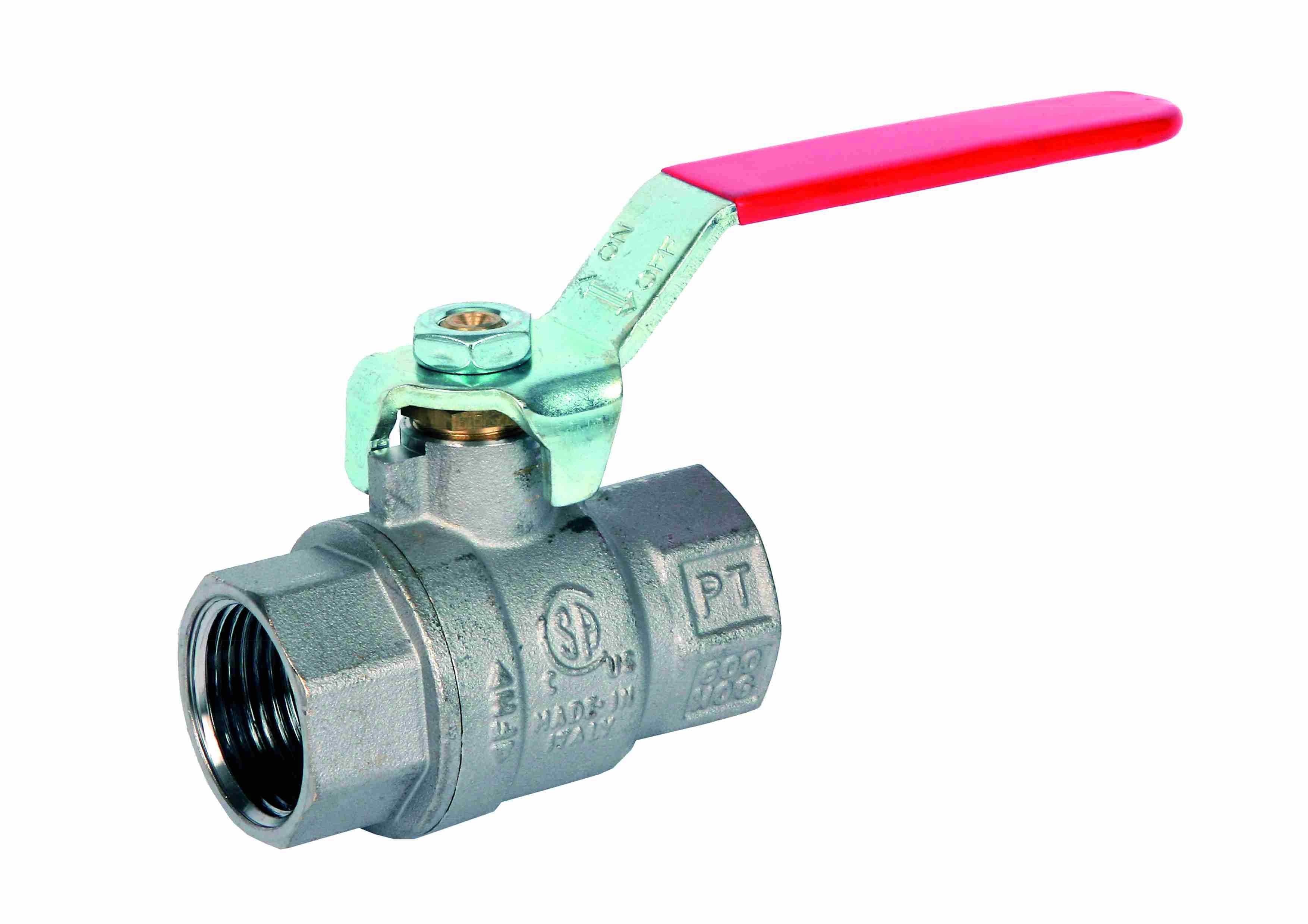 ART45NPT Red 2 Piece Brass Ball Valve NPT