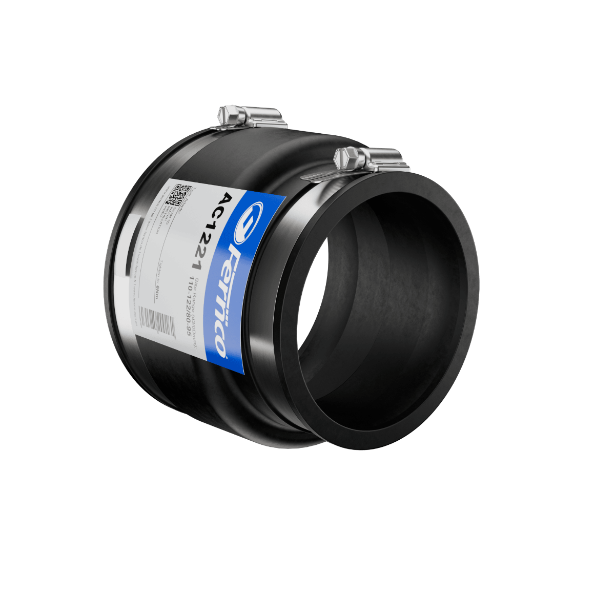Fernco AC Adaptor Coupling EPDM Rubber in black 110-122mm size