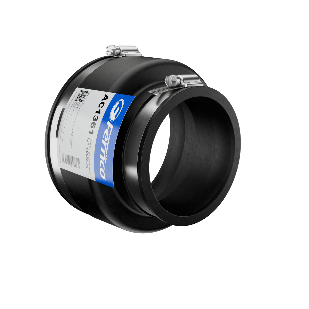 Fernco AC Adaptor Coupling EPDM Rubber in black 121-136mm size