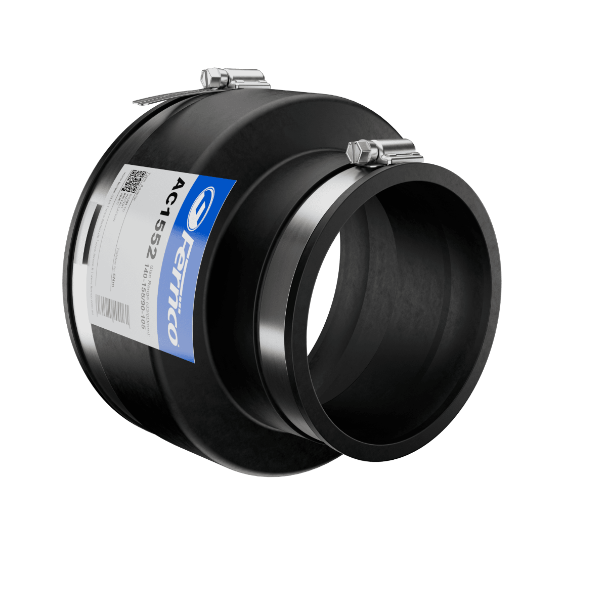 Fernco AC Adaptor Coupling EPDM Rubber in black 140-155mm size