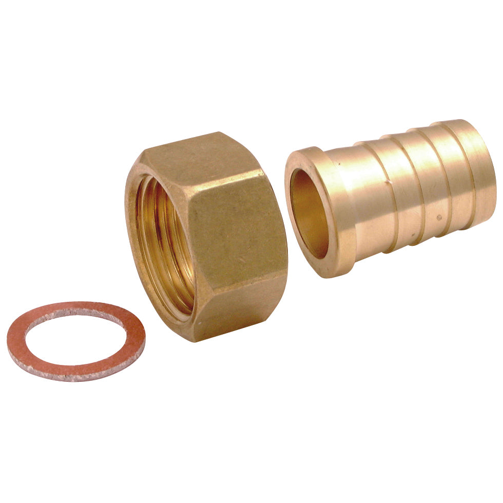 Brass F/F Seat w/ Washer SW Nut BSPP x Hose Tail 2"x2"