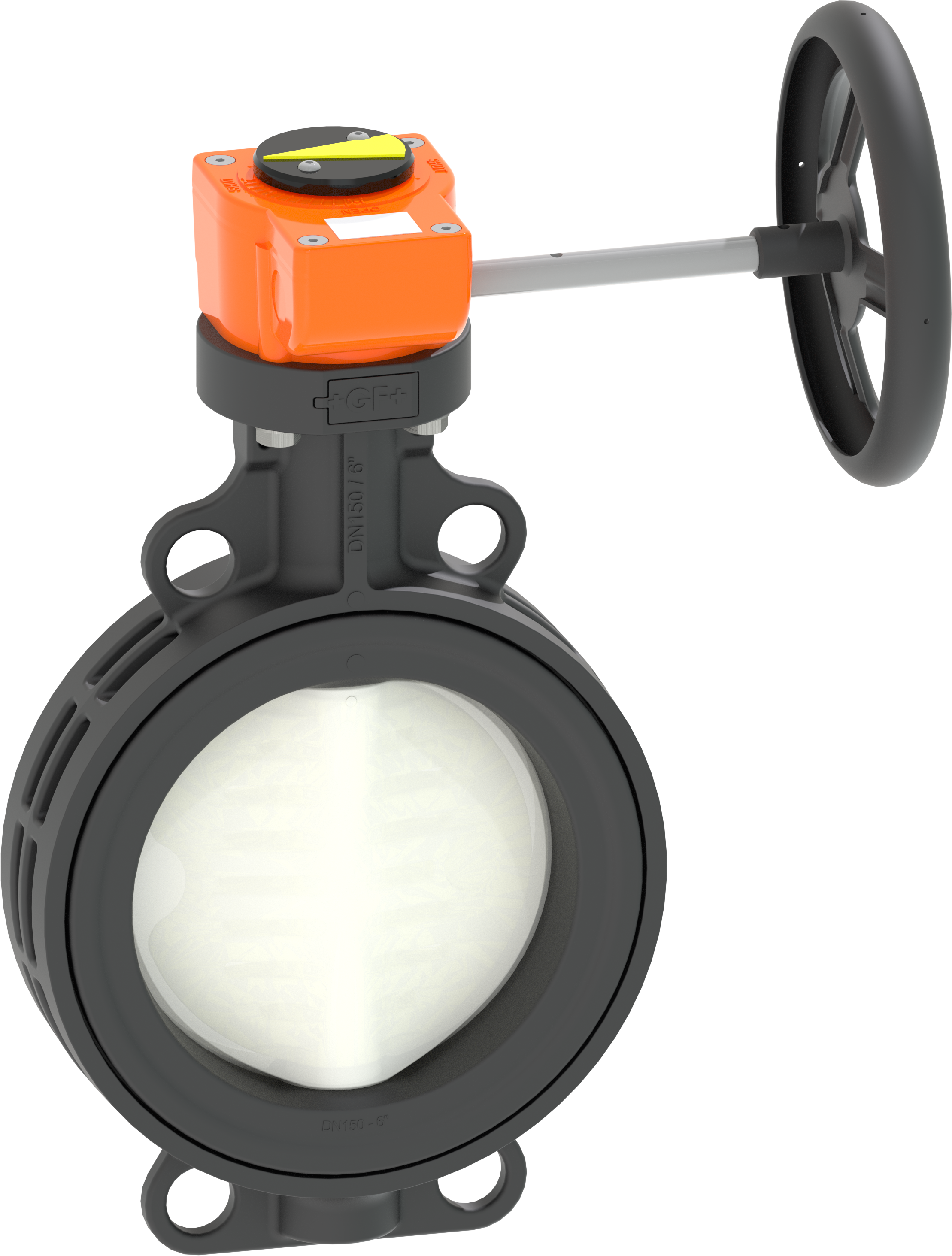 GF 565 Butterfly Valve Manual FKM Reduction gear in black 80mm size