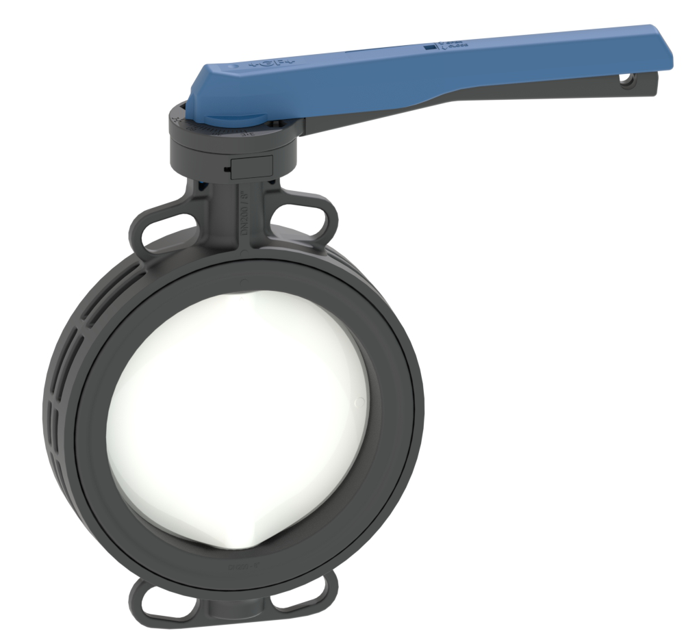 GF 565 Butterfly Valve Manual FKM Hand lever in black 200mm size