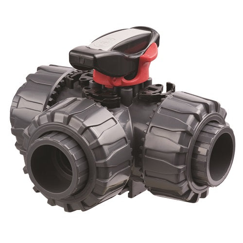 Durapipe PVC TKD T-Port Ball Valve BSP 3 Way Threaded EPDM