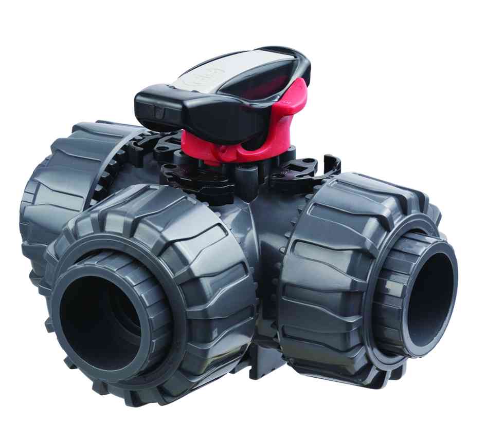 Durapipe PVC-U TKD 3 Way Ball Valve T Port EPDM in grey 63mm size