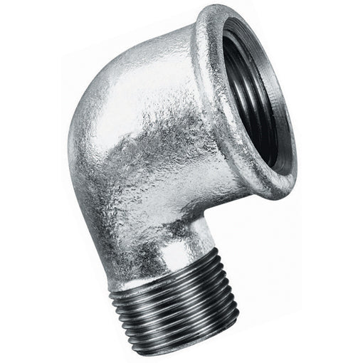 Galv. 90 Deg Unequal Elbow Male/Female BSPT/BSPP