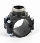 PE Clamp Saddle with Female Thread in black 315mm size