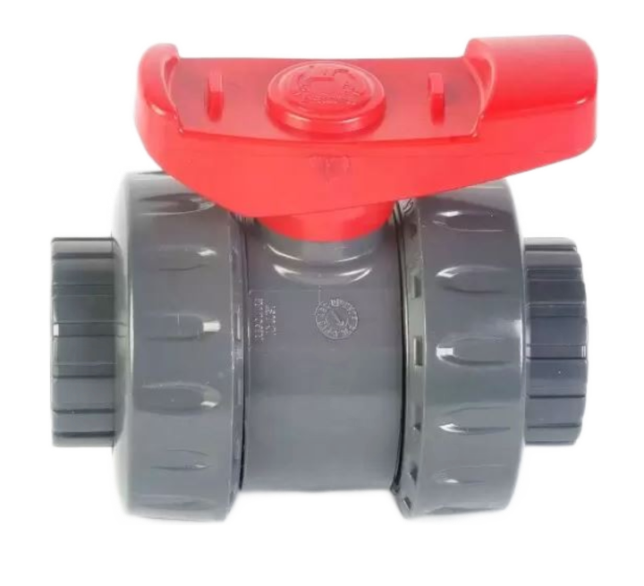 Astore PVC Dbl Union Industrial Ball Valve Plain FPM