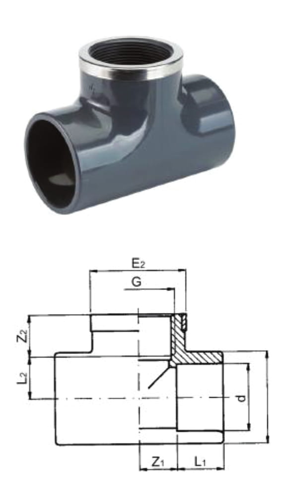 TP PVC-U Tee Threaded Central Offtake