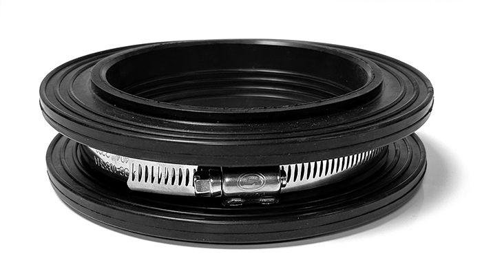 Fernco Puddle Flange 25-15mm EPDM 316 SS in black 640mm size