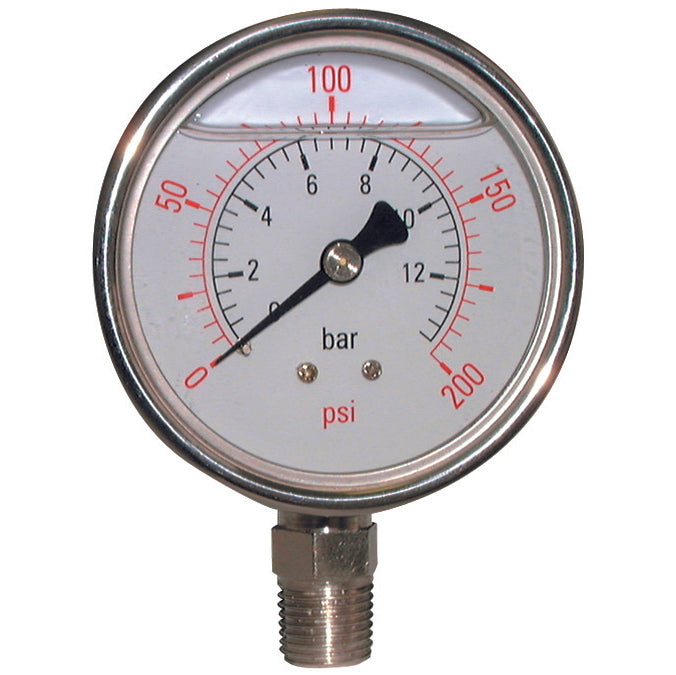 St.St. Guage Bot. Conn. 63mm Face BSPP 1/4"