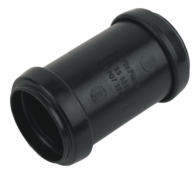 FloPlast Black PP Straight Coupling